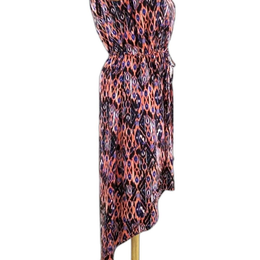 Kenneth Cole Geometric Ikat Print Midi Dress Elastic Drawstring Waist Medium M - Picture 7 of 7